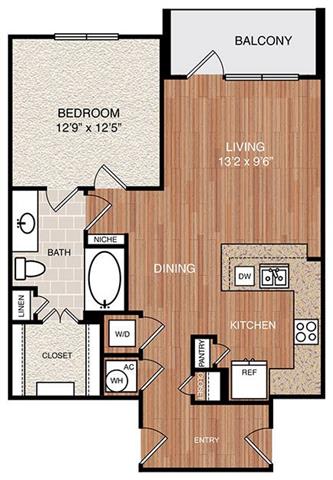 A6 Floor Plan at Berkshire Medical District, Dallas