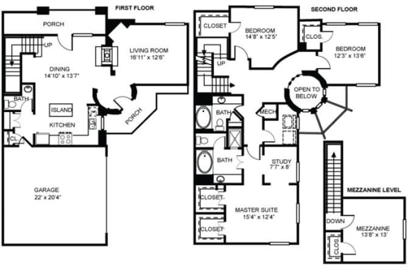 4x2.5 D1 Floor Plan at Estancia Townhomes, Texas, 75248