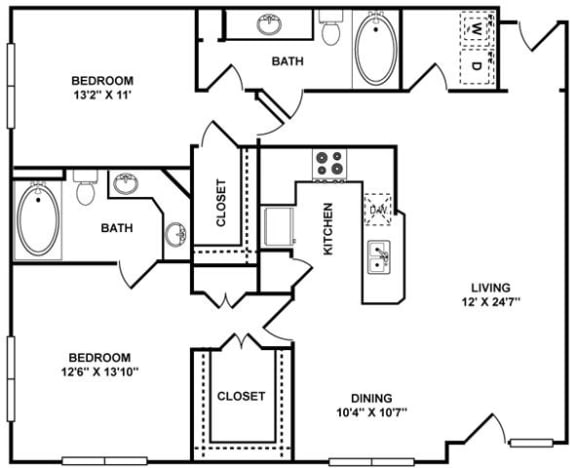 D4 Floor Plan at The Plaza Museum District, Houston, Texas