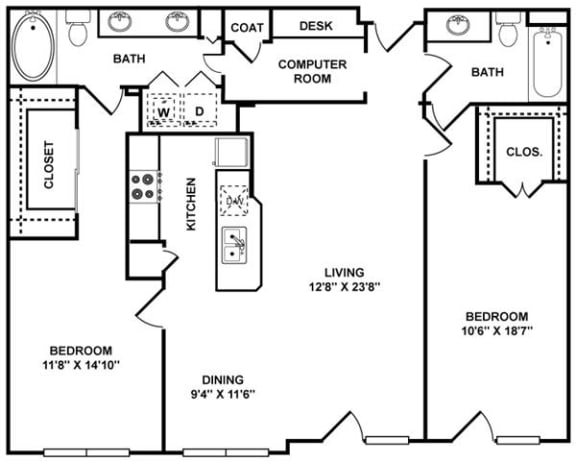 D5 Floor Plan at The Plaza Museum District, Houston