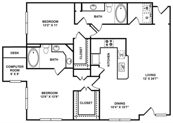 D6 Floor Plan at The Plaza Museum District, Texas