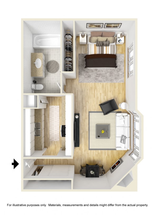 Studio 0 Bed 1 Bath Floor Plan at 1022 Tiverton, Los Angeles, California