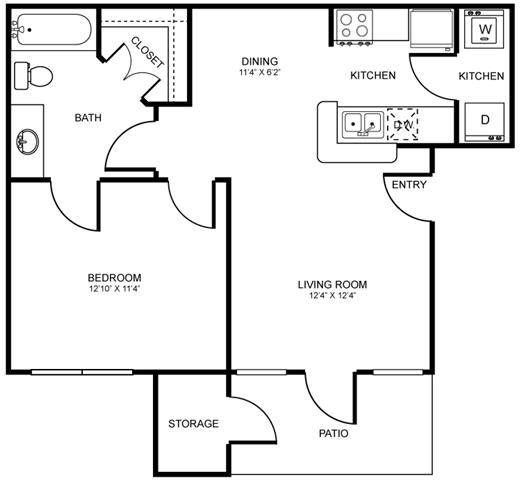 A1 Floor Plan at Stoneleigh on Spring Creek, Garland, TX, 75044
