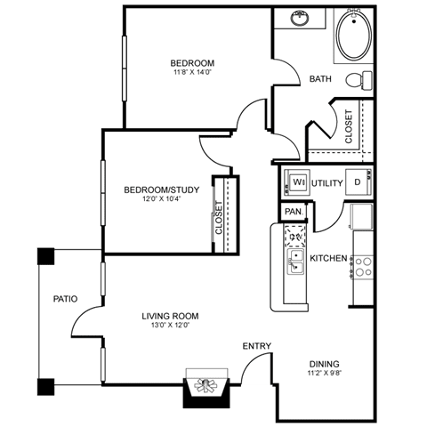 B2 Floor Plan at Stoneleigh on Spring Creek, Garland, TX, 75044