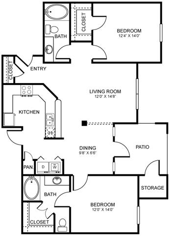 D2 Floor Plan at Stoneleigh on Spring Creek, Garland, TX, 75044