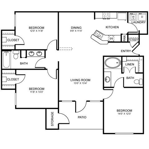 H1 Floor Plan at Stoneleigh on Spring Creek, Garland, 75044