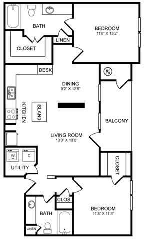 D1 Floor Plan at Highlands Hill Country, Austin, 78745