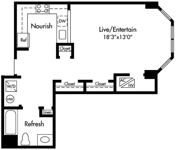 Eff Floor Plan at HighPoint, Quincy, 02169
