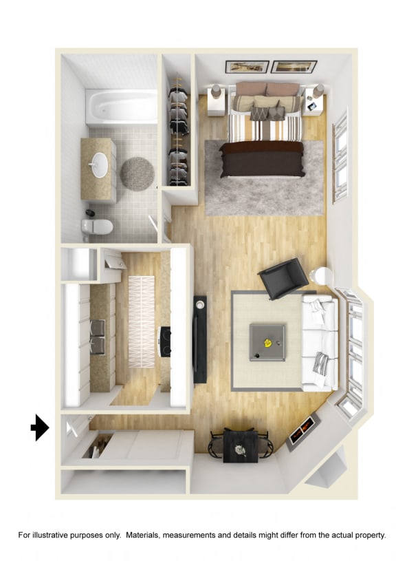 Studio 0 Bed 1 Bath Floor Plan at El Greco Lofts, Los Angeles, CA, 90024