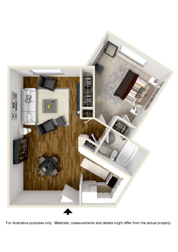1 Bed 1 Bath Plan B at Atrium, California