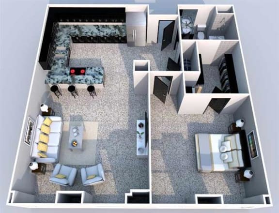 1 bedroom 1 bathroom Floor plan at The Equitable Building, Des Moines, Iowa
