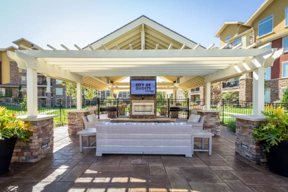 Entertainment Lounge In Courtyard at WaterCrest at City Center, Lenexa, Kansas