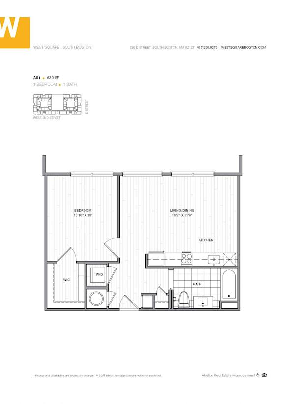 1 Bedroom 630 sq ft