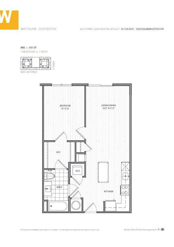 1 Bedroom 650 sq ft