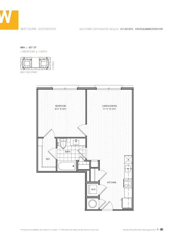 1 Bedroom 687 sq ft