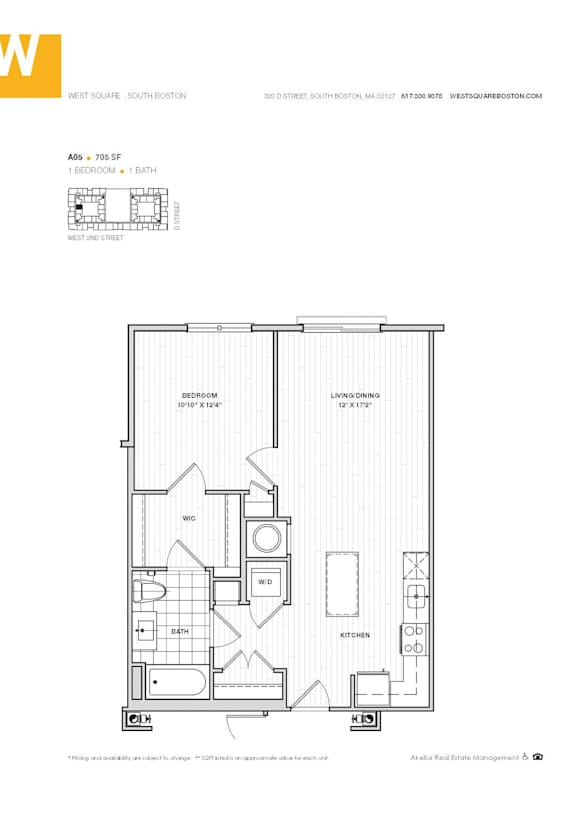 1 Bedroom 705 sq ft