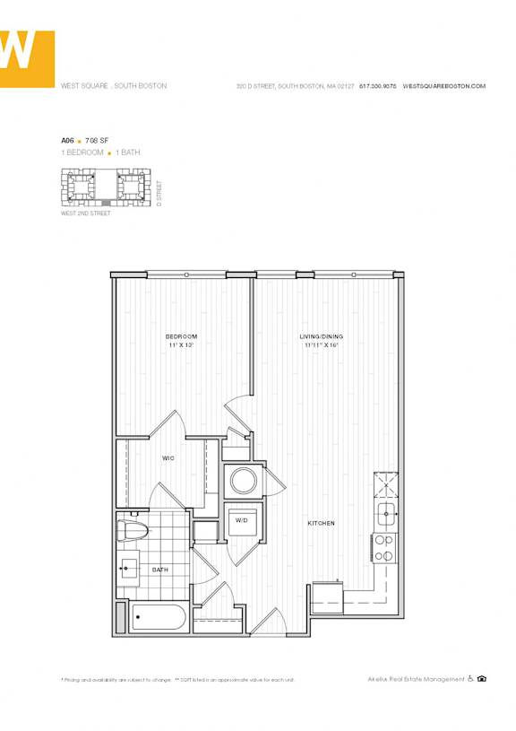 1 Bedroom 708 sq ft