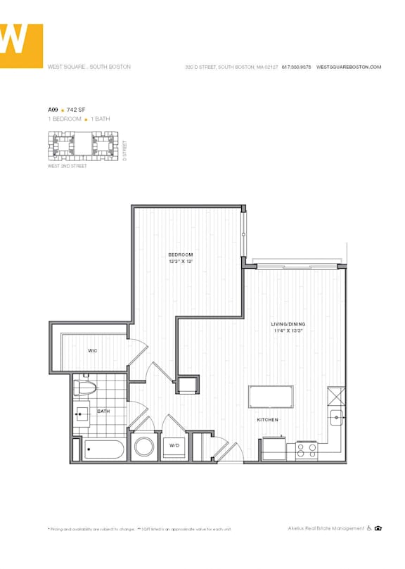1 Bedroom 742 sq ft