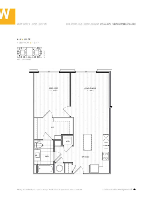1 Bedroom 768 sq ft