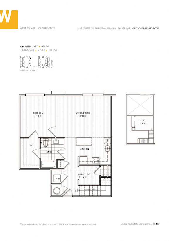 1 Bedroom with den 988 sq ft