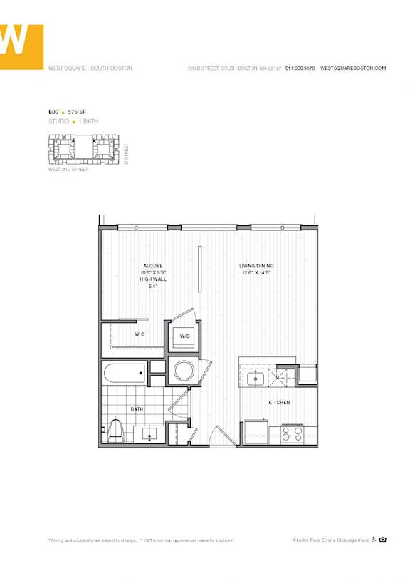 Studio 576 sq ft