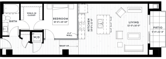 Floor Plan  1Q Floor plan at Custom House, St. Paul, 55101