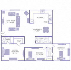3 Bed 2 Bath Floor Plan at Arbors at Cary, Cary, North Carolina