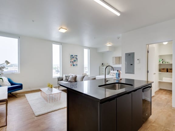 Kitchen Island at The Watercooler Apartments in Boise, 83702