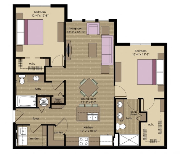 2 bed 2 bath Da Vinci Floor Plan at Orchid Run Apartments, Florida, 34105
