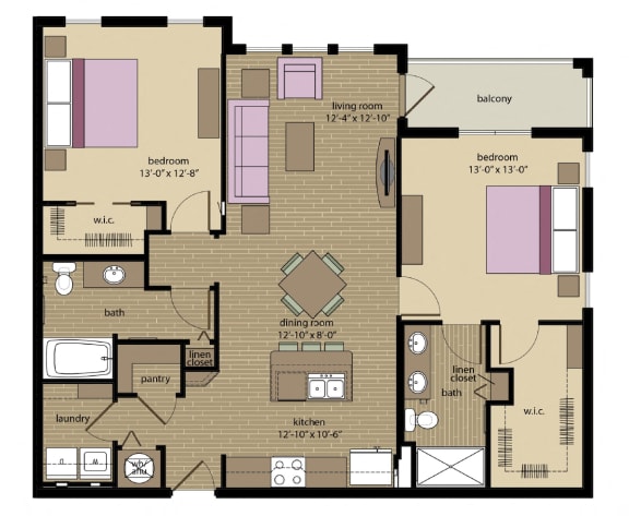 2 bed 2 bath Harrison Floorplan at Orchid Run Apartments, Naples, FL, 34105