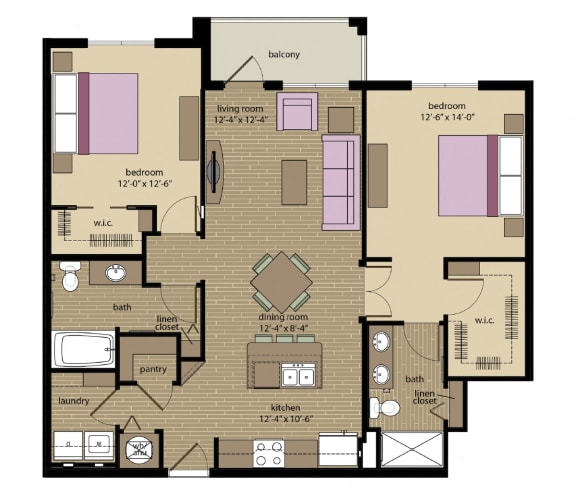 2 bed 2 bath Jasper Floorplan at Orchid Run Apartments, Naples, FL