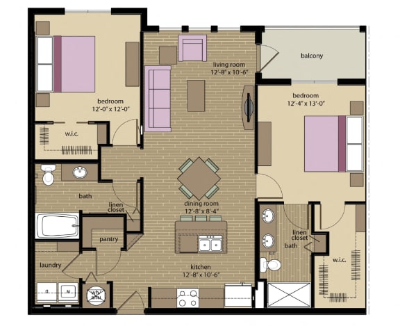 2 bed 2 bath Mozart Floorplan at Orchid Run Apartments, Naples, Florida
