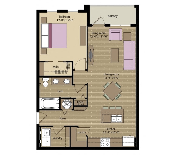 1 bed 1 bath Onix Floorplan at Orchid Run Apartments, Florida