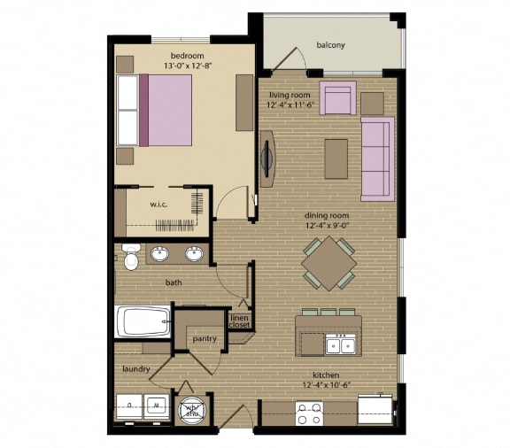 1 bed 1 bath Picasso Floorplan at Orchid Run Apartments, Florida, 34105