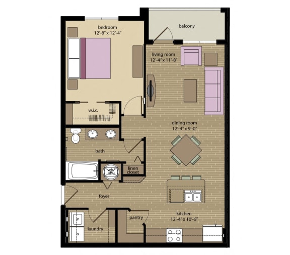 1 bed 1 bath Rockwell Floorplan at Orchid Run Apartments, Naples, FL, 34105