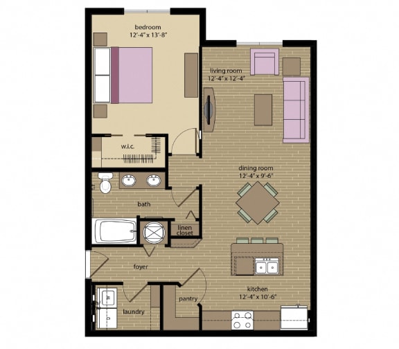 1 bed 1 bath Rothchild Floorplan at Orchid Run Apartments, Naples, FL