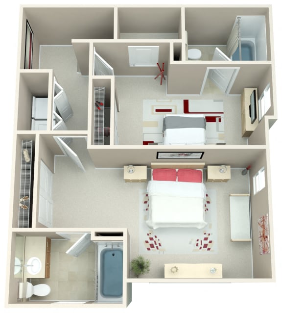 Springwater Crossing_Gresham OR_Floor Plan_Two Bedroom Two Bathroom Apartment