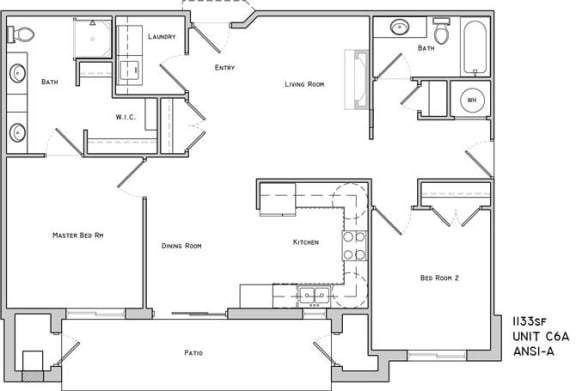 Leads I two bedroom two bathroom floor plan at The Flats at 84