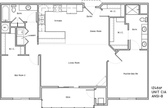 Manchester two bedroom two bathroom floor plan at The Flats at 84