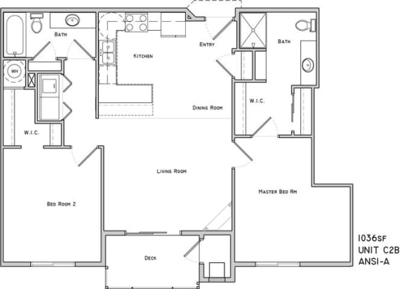 Rothwell two bedroom two bathroom floor plan at The Flats at 84