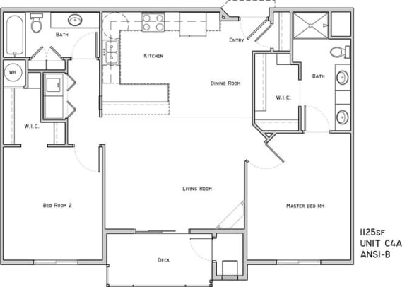 York two bedroom two bathroom floor plan at The Flats at 84