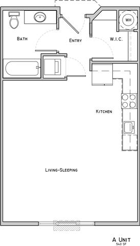 Fillmore studio floor plan at Villas of Omaha at Butler Ridge
