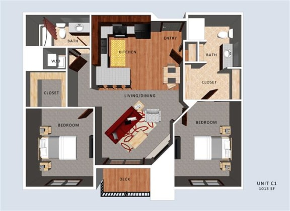 Sterling two bedroom two bathroom floor plan at Villas of Omaha at Butler Ridge