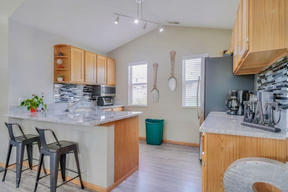 Community kitchen in the clubhouse at Skyline View