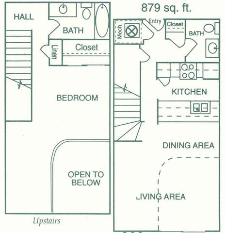 Madison one bedroom one bathroom floorplan at Pine Lake Heights Apartments