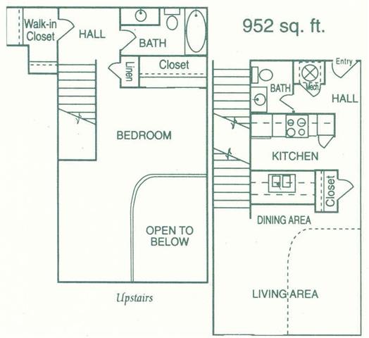 Madison II one bedroom one bathroom floorplan at Pine Lake Heights Apartments