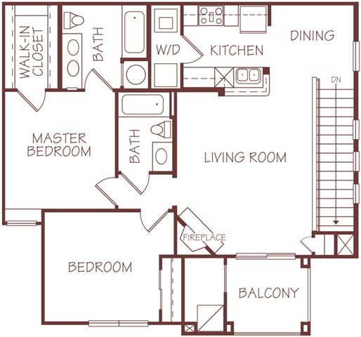 Sicily two bedroom two bathroom floorplan at Ridge Pointe Villas
