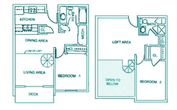 Maple two bedroom two bathroom floorplan at Packard House