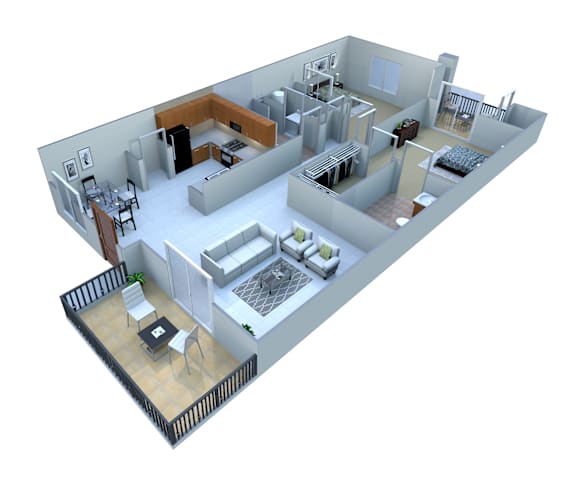 2 Bedroom Floorplan at San Clemente Apartments, Gilbert, AZ