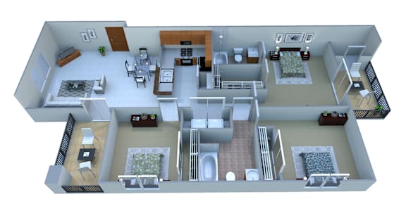 Three Bed Floorplan at San Clemente Apartments, Gilbert, 85297